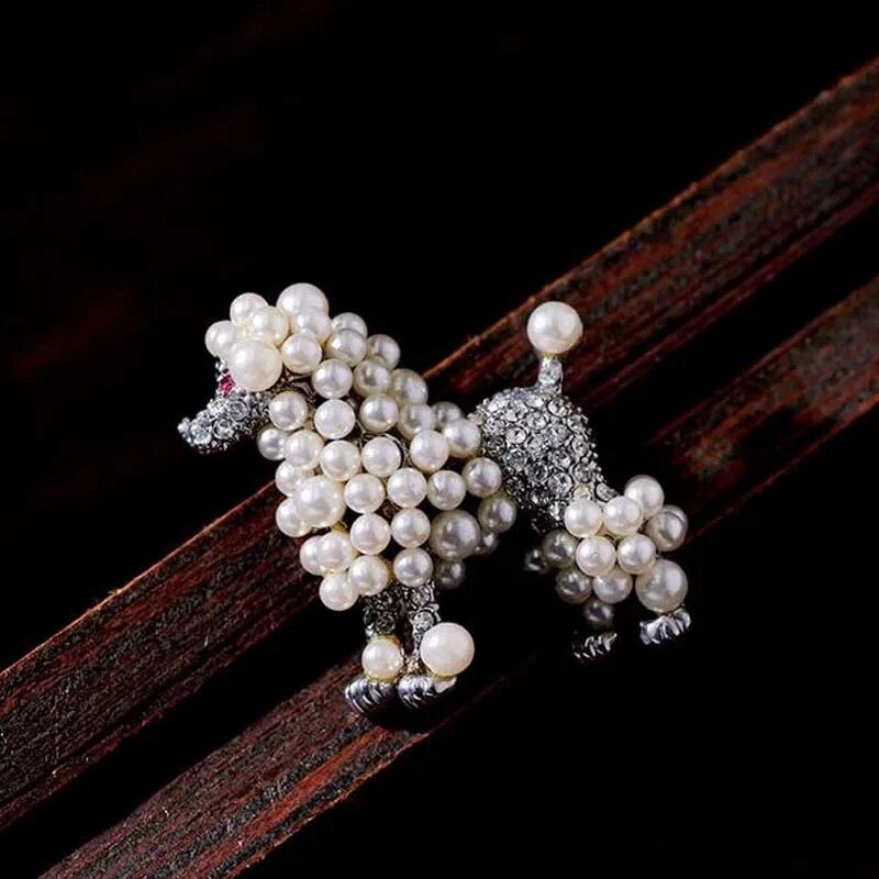 Pearl Poodle Pin