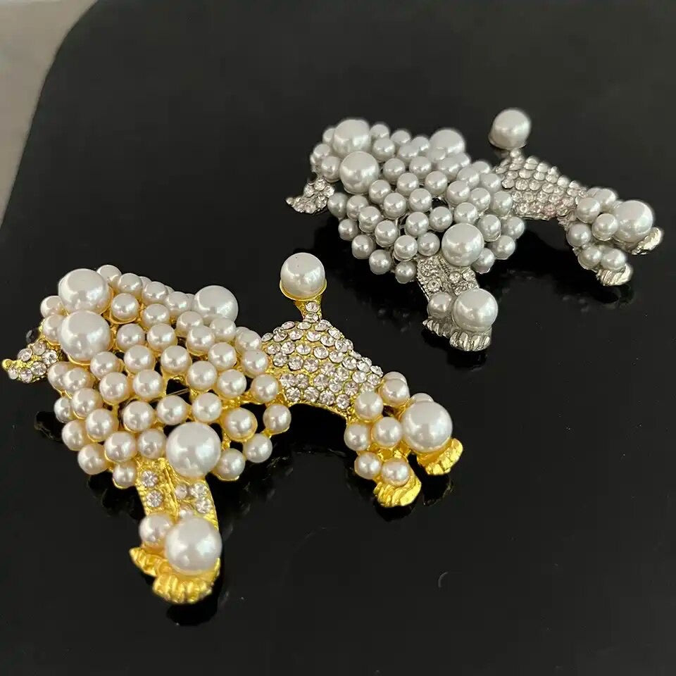 Pearl Poodle Pin