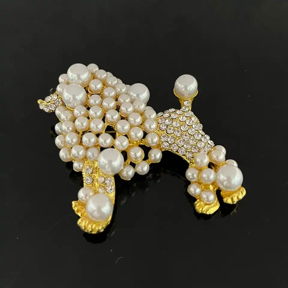 Pearl Poodle Pin