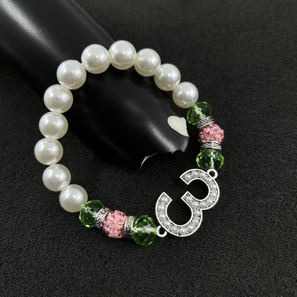 Pink & Green Line Number Bracelet