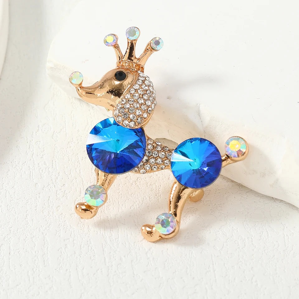 Blue & Gold Poodle Pin