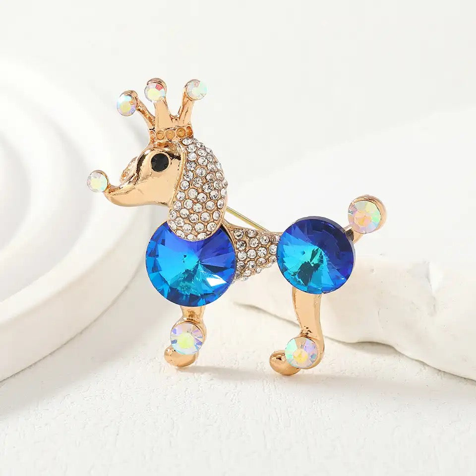 Blue & Gold Poodle Pin