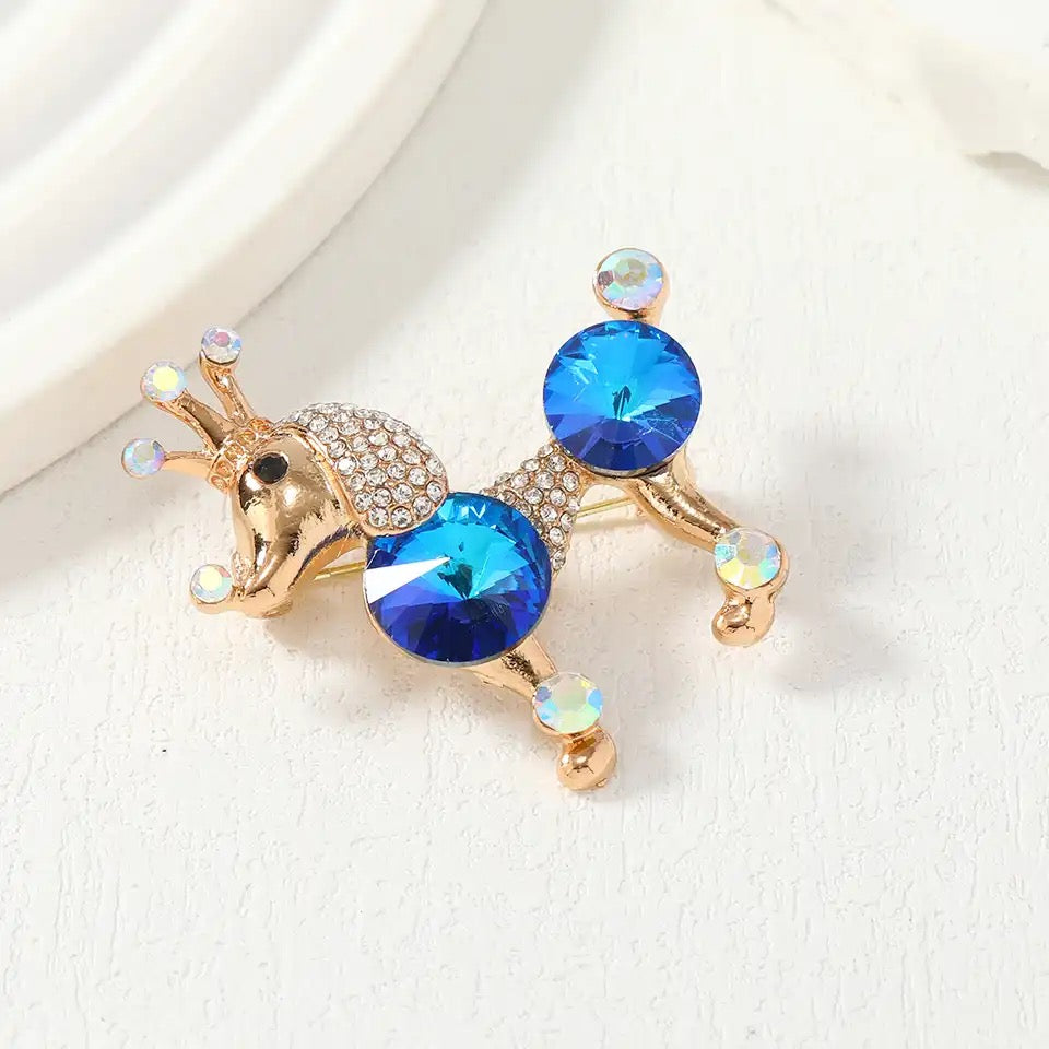 Blue & Gold Poodle Pin