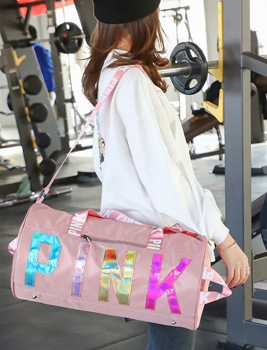 Multi Colored PINK Metallic Duffle Bag